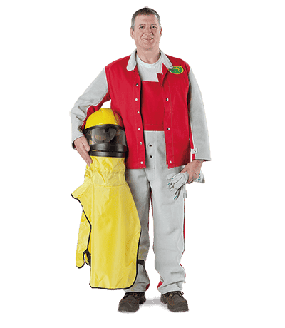 Clemco Blaster Trousers and Jacket with Leather Trim – Güvenli ve Dayanıklı Kumlama Kıyafeti 1 Clemco Blaster Trousers and Jacket with Leather Trim