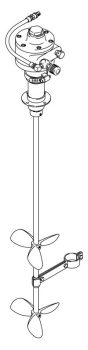 Montaj Borulu Varil Karıştırıcı, Hava Tahrikli, 1/2 HP, 79,3 cm uzunluğunda, CS