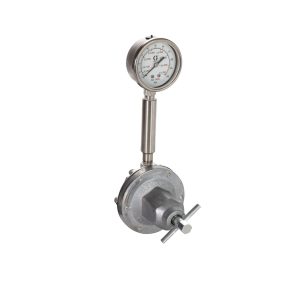 Düşük Basınçlı Akışkan Regülatörü, 250 Maks psi, 5-100 psi Aralık, 3,0 galon/dakika, SST, Yay Tipi, 3/8 (f) x 3/8 (f), 1/4 (f) Port