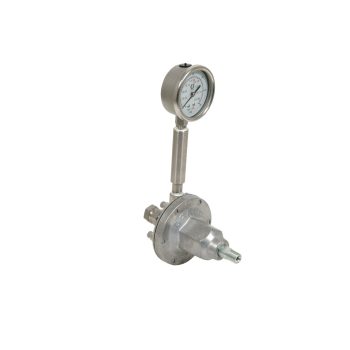 Düşük Basınçlı Akışkan Regülatörü, 250 Maks psi, 0-30 psi Aralık 3,0 galon/dakika, SST, Hava Tipi, 3/8 (f) x 3/8 (f), 1/4 (f) Port