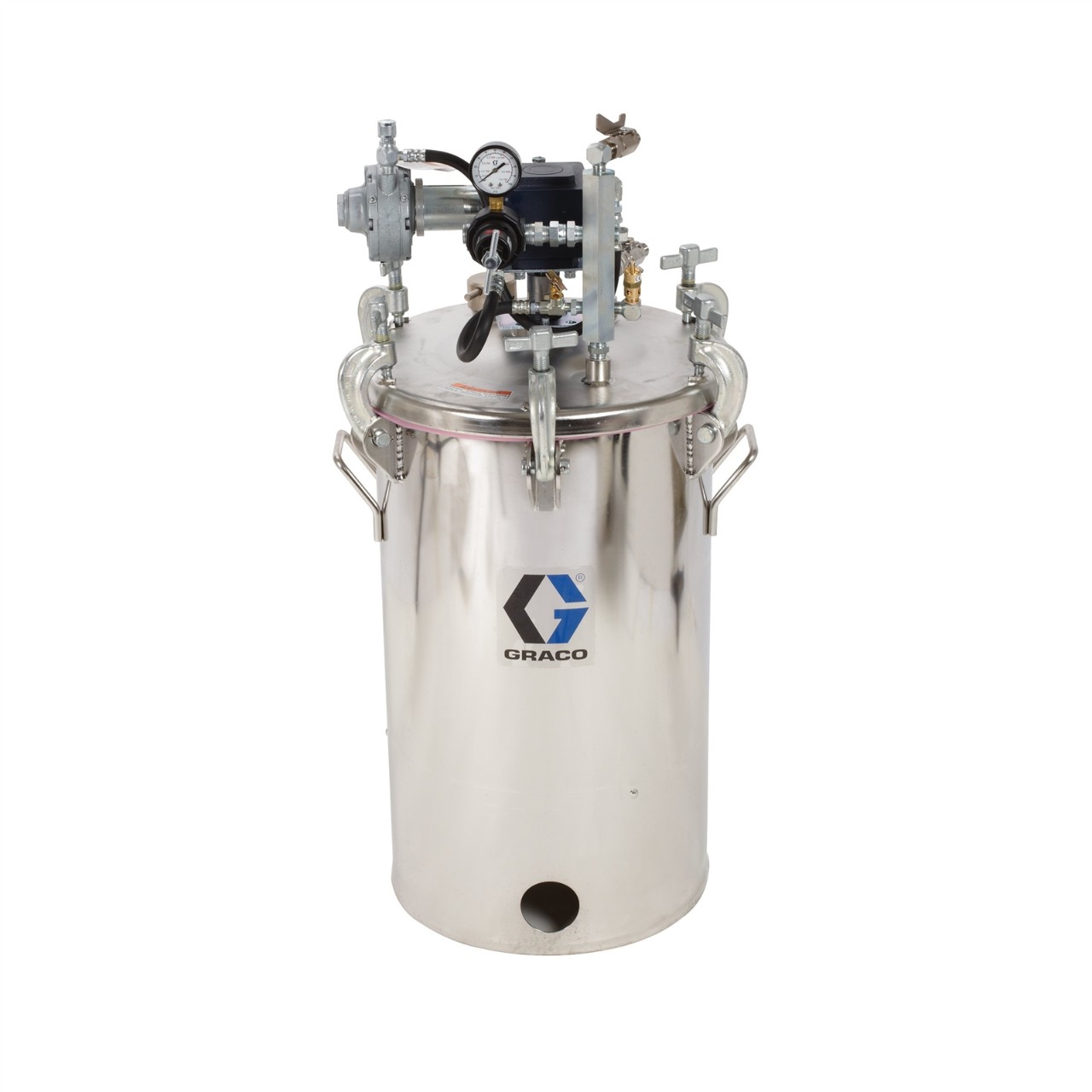10 Galon Yüksek Basınçlı (HVLP) Karıştırıcılı Kap, 100 psi’ye ayarlı, ASME sınıfı, 88 cm, 39 kg, SST 1 Graco 10 Galon Yüksek Basınçlı HVLP Karıştırıcılı Kap